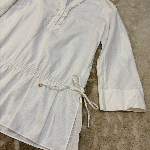 Lilly Pulitzer white ruffle linen blend blouse women’s size 6 - Picture 3 of 8